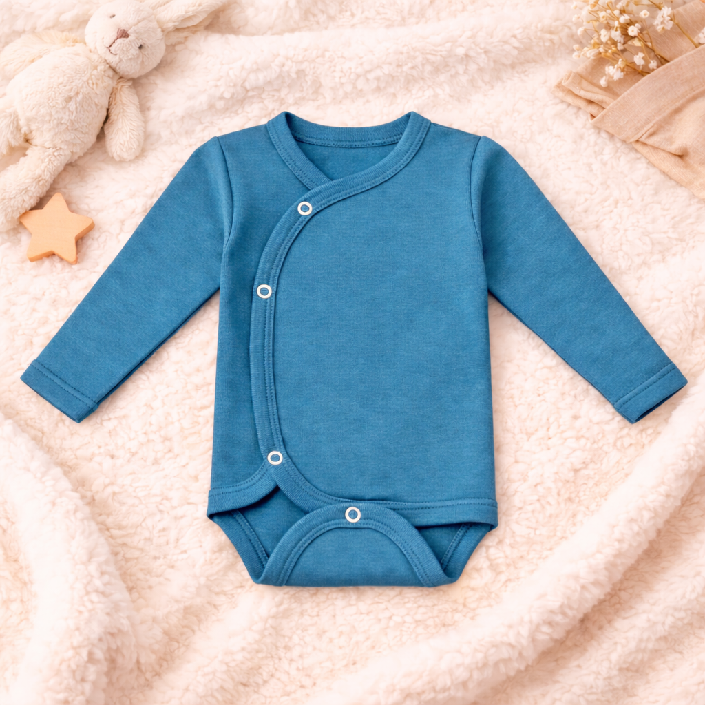 Body Bebé Prematuro con Mitones Azul Petróleo