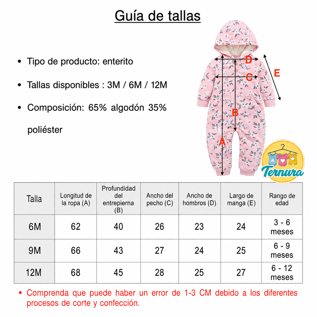 Enterito bebé floral rosa con capucha - bebé sonriendo