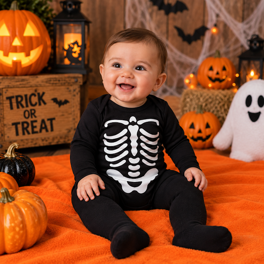 Conjunto bebé huesito Halloween