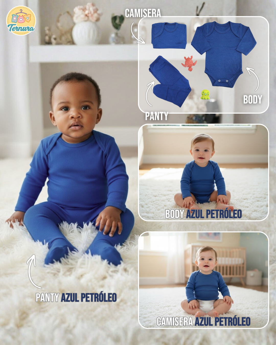 👶Conjunto Body + Camiseta + Panty Infantil