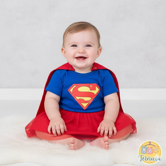 Body Super women  con Capa y Tutú para Bebé