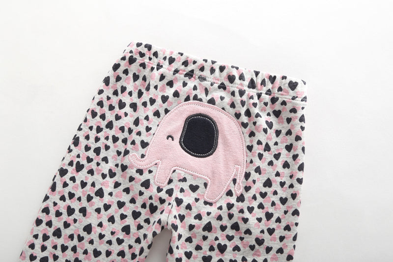 Pantalón blanco con corazones y aplique elefante rosa