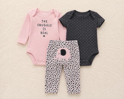 Conjunto Elefante Rosa - flatlay 3 piezas