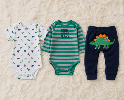 Conjunto Dinosaurio - flatlay 3 piezas