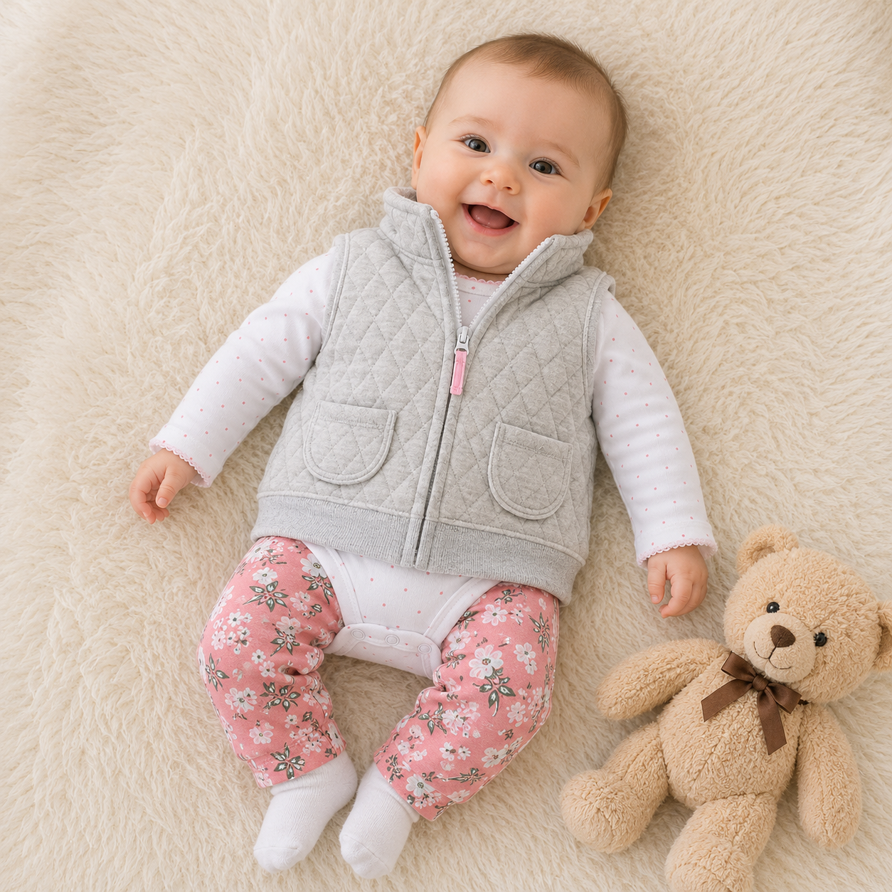 Conjunto 3 piezas bebé floral rosa sin fondo