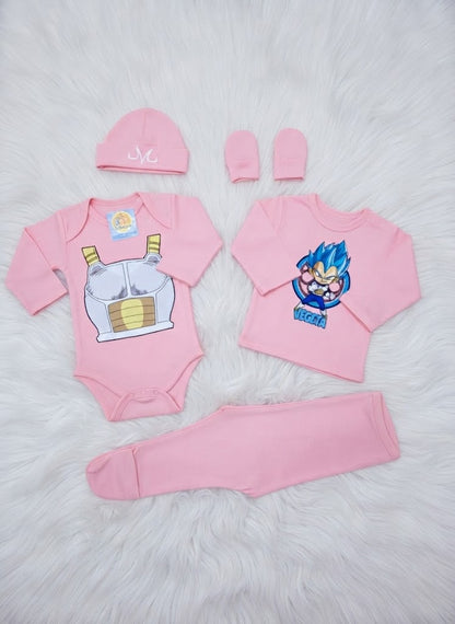 Ajuar para bebé Príncipe Vegeta rosado